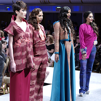 Designer Andres Aquino used natural fiber fabrics by Narda's Hadwoven Arts & Crafts in some ensembles