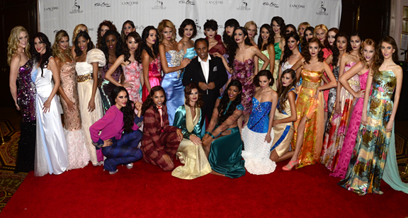 Vietnam's Next Top Model finalists on the red carpet with designer Andres Aquino and other models at Couture Fashion Week New York