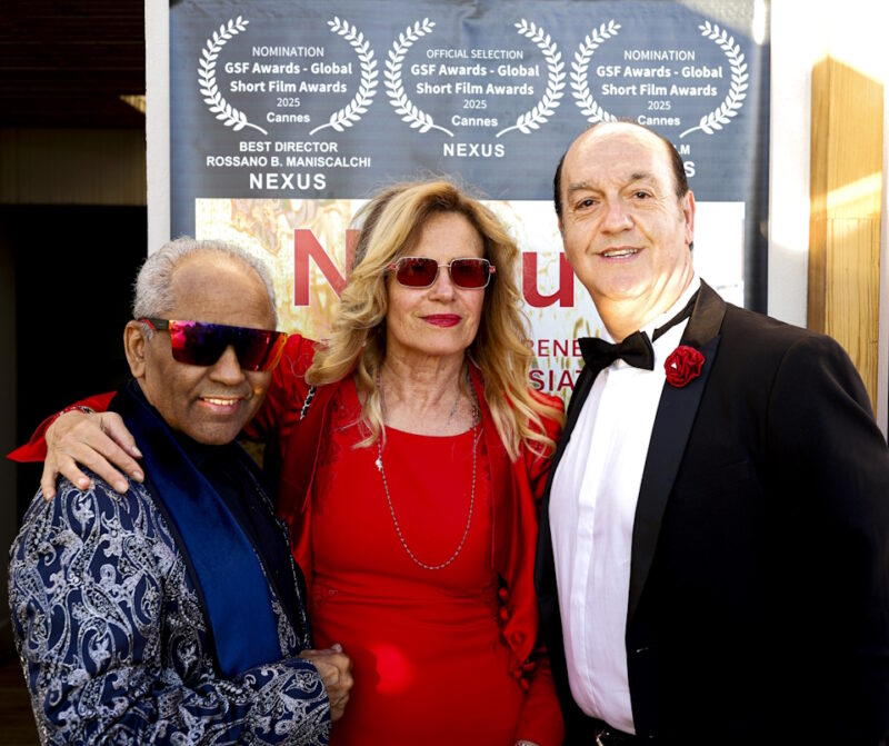 GSF Awards Director Andres Aquino with Lorenza Desiata and Rossano B. Maniscalchi of the Best Fashion and Beauty Film “Nexus”.